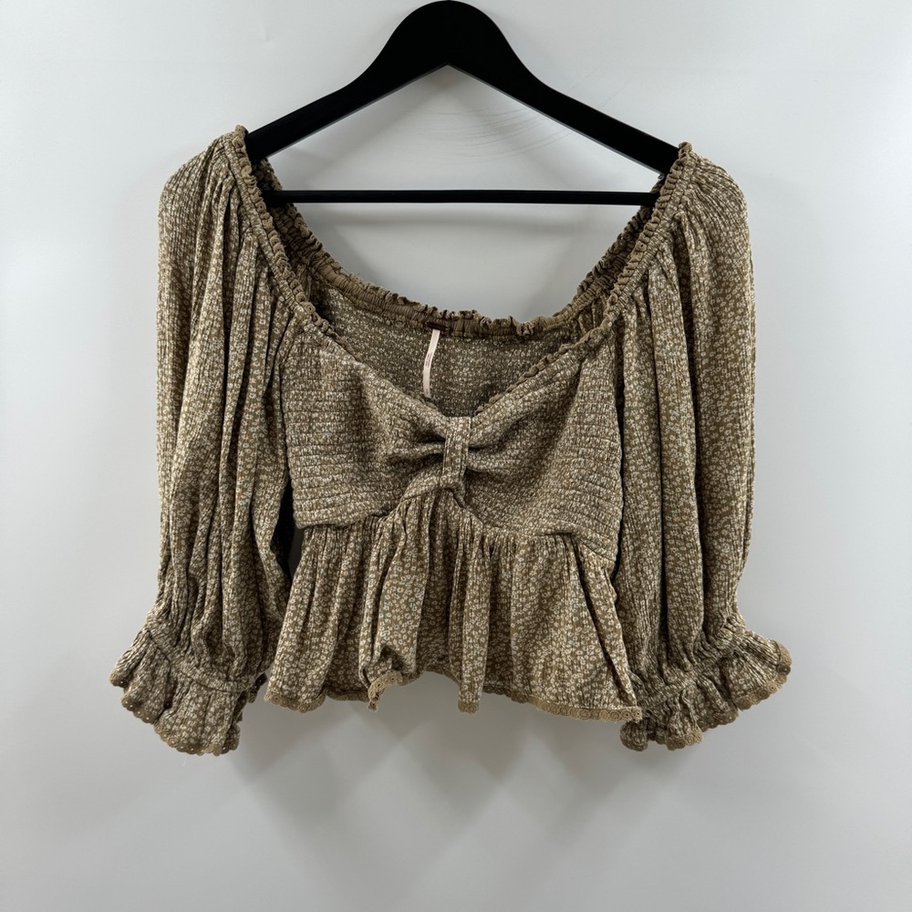Free People Brittnee Print Smocked Peplum Top – Women’s S